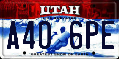 UT license plate A406PE