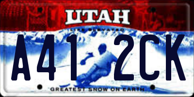 UT license plate A412CK