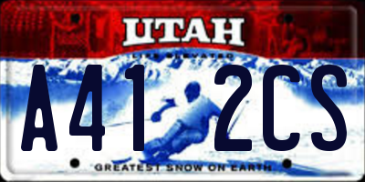 UT license plate A412CS