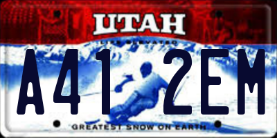 UT license plate A412EM