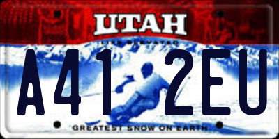 UT license plate A412EU