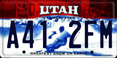 UT license plate A412FM