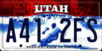 UT license plate A412FS