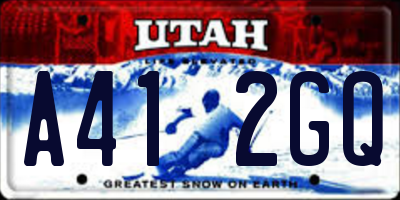 UT license plate A412GQ