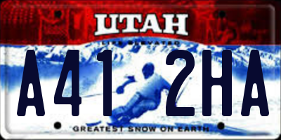 UT license plate A412HA