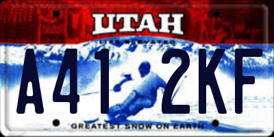 UT license plate A412KF