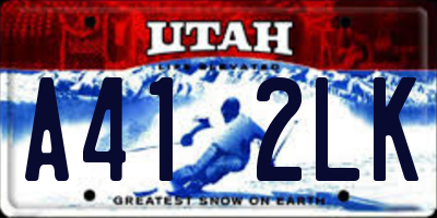 UT license plate A412LK