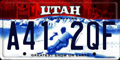 UT license plate A412QF