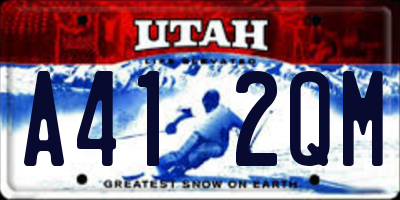 UT license plate A412QM