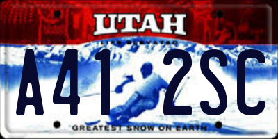 UT license plate A412SC