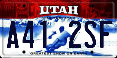 UT license plate A412SF