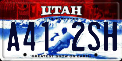 UT license plate A412SH