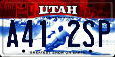UT license plate A412SP