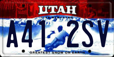 UT license plate A412SV