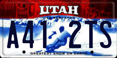 UT license plate A412TS