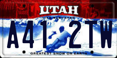 UT license plate A412TW