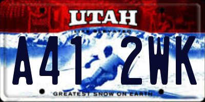UT license plate A412WK