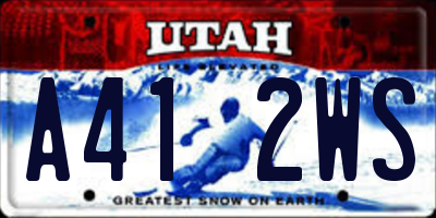 UT license plate A412WS