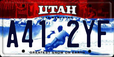 UT license plate A412YF