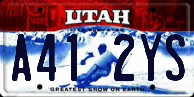 UT license plate A412YS