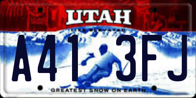 UT license plate A413FJ