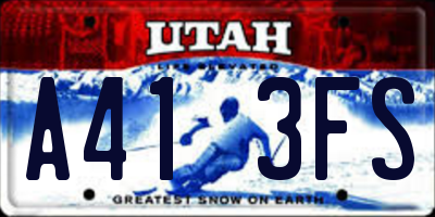 UT license plate A413FS
