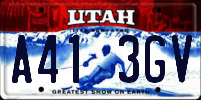 UT license plate A413GV