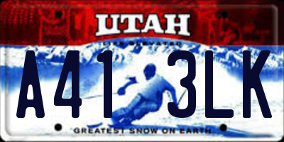 UT license plate A413LK