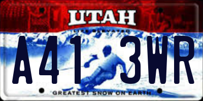 UT license plate A413WR