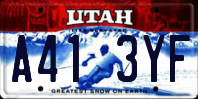 UT license plate A413YF