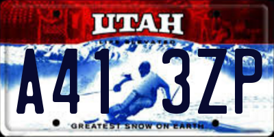 UT license plate A413ZP