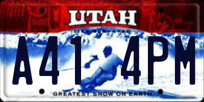 UT license plate A414PM