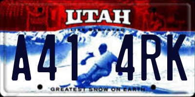 UT license plate A414RK