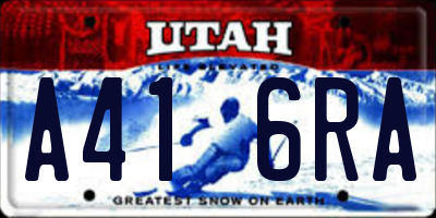 UT license plate A416RA