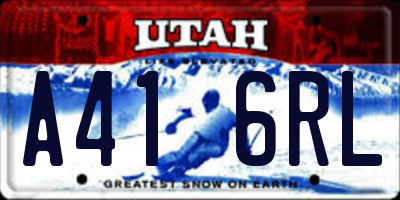 UT license plate A416RL