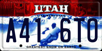 UT license plate A416TO