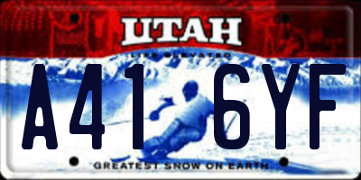 UT license plate A416YF