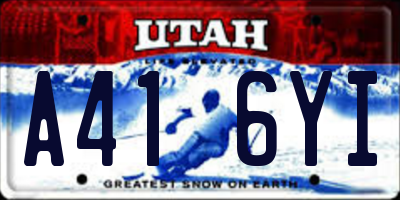 UT license plate A416YI