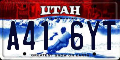 UT license plate A416YT