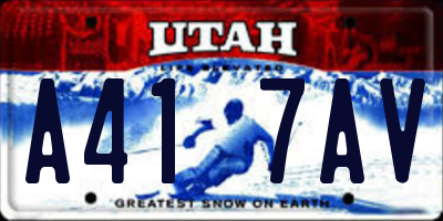 UT license plate A417AV