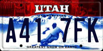 UT license plate A417FK