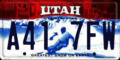 UT license plate A417FW