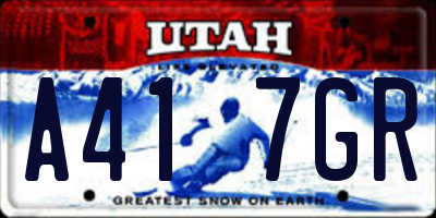 UT license plate A417GR