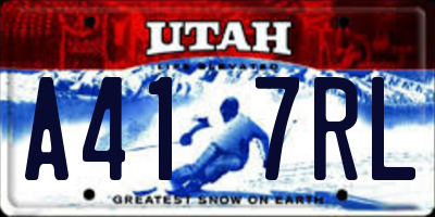 UT license plate A417RL