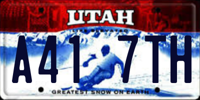 UT license plate A417TH