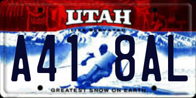 UT license plate A418AL