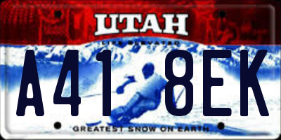 UT license plate A418EK