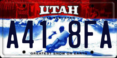 UT license plate A418FA