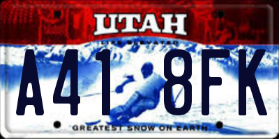 UT license plate A418FK
