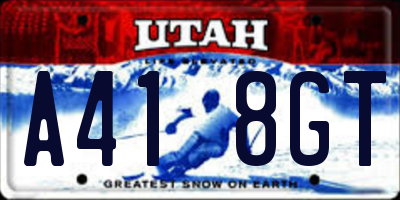 UT license plate A418GT
